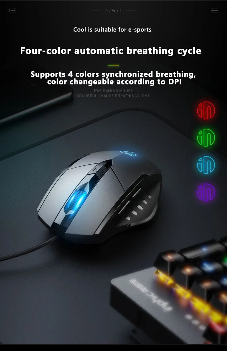 Inphic W1 Wired Mouse Esports Gaming Mouse Macro Programming Definition to Adjust DPI Silent Office Mouse
