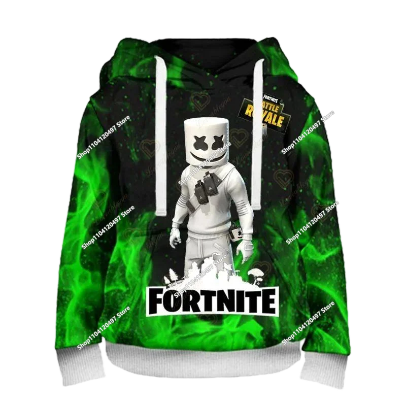 Sweatshirt com capuz Fortnite 3D com estampagem digital, folgado e confortável, novidade de outono
