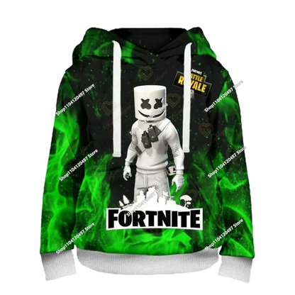 Sweatshirt com capuz Fortnite 3D com estampagem digital, folgado e confortável, novidade de outono