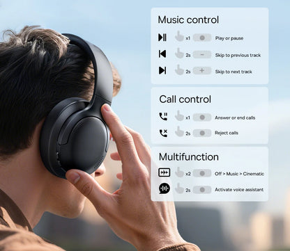 Cuffie over-ear wireless Bluetooth 5.3 Baseus – Driver HiFi da 40mm, autonomia di 70H, headset pieghevole con audio spaziale