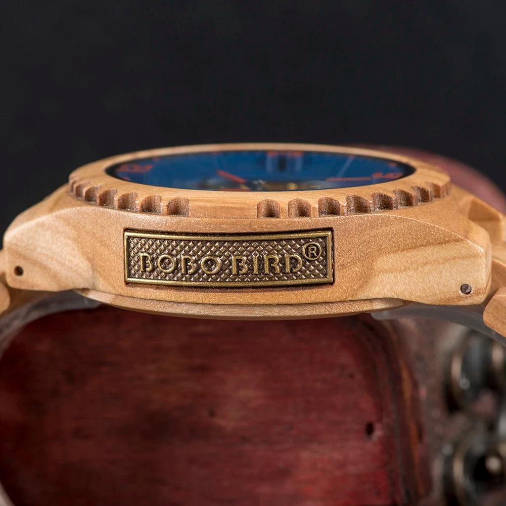 BOBO BIRD Wood Mechanical Watch Men Relogio Masculino Big Mens Watches Top Brand Luxury Timepieces erkek kol saati Dropshipping