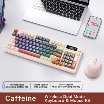 M96 Bluetooth Keyboard Wireless FREEWOLF Screen Gaming Keyboard, Electronic Screen, Multi-Device Connection, Ergonomics Gaming