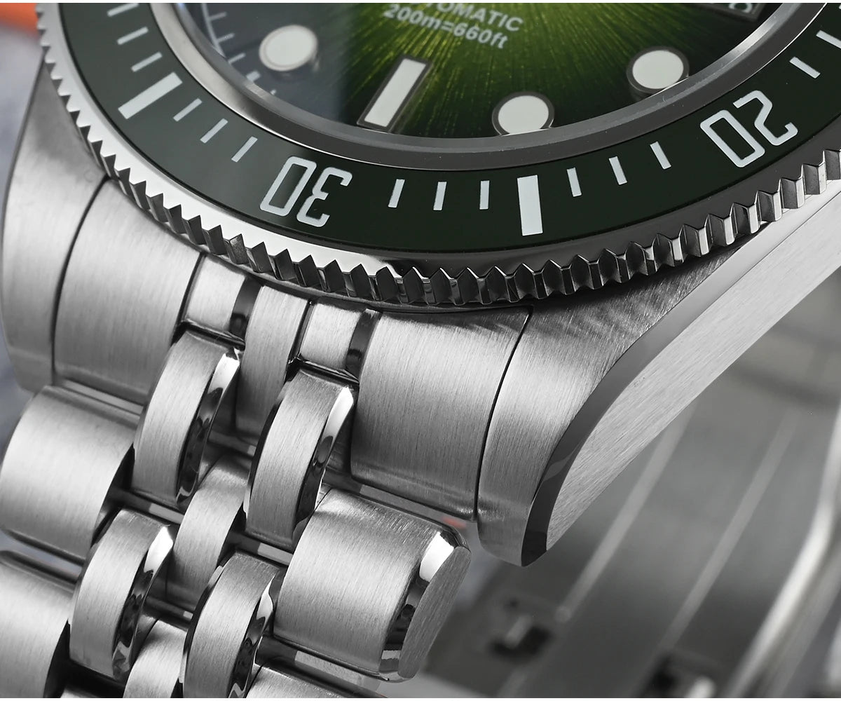 San Martin 40mm Luxus-Taucheruhr für Herren, Miyota 9015, Sunburst-Emaille-Zifferblatt, automatische mechanische Armbanduhr, wasserdicht bis 200m, SN0148
