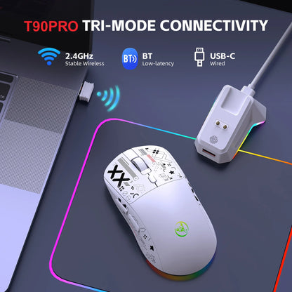 RGB Wireless Gaming Mouse With Charging Dock 3-Mode Connection Silent Buttons Long-Lasting Rechargeable Battery for PC Laptop