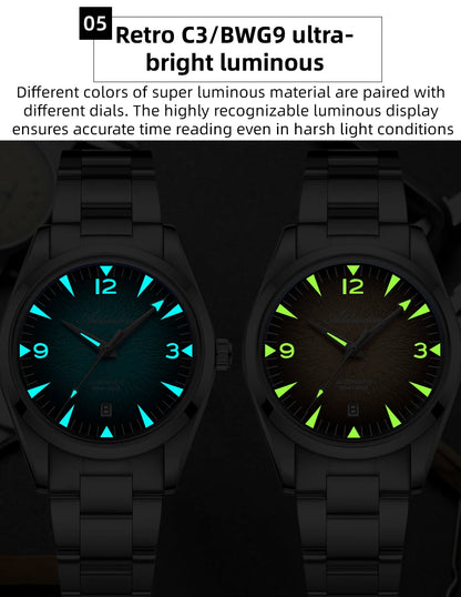 ADDIESDIVE AD2508 Herren-Taucheruhr, leuchtend, 100M wasserdicht, 316L-Edelstahl, 8215-Uhrwerk, automatische mechanische Uhr