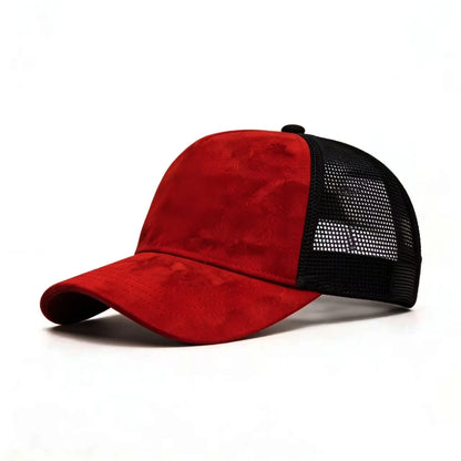 Șapcă de baseball din plasă de vară pentru femei și bărbați, șapcă din piele de căprioară uni, cu patch și închidere snapback, casual, respirabilă, unisex, de stradă, hip-hop, șepci de camionagiu