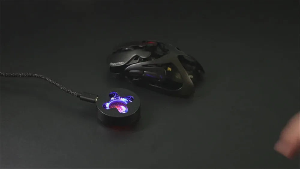 Mouse de gaming wireless Angry Miao Infinity, metalic, ultraușor, cu carcasă perforată, hot-swappable, PAW3950, Dual 8K, cu fir, tri-mode, portocaliu