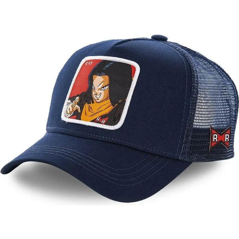 Cappellino Dragon Ball Son Goku da viaggio estivo con visiera, da uomo, ricamato, stile hip-hop, visiera parasole, cappellino trucker regolabile in rete