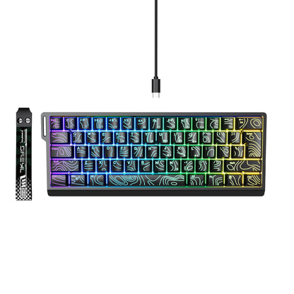 60% compact wired keyboard with RGB backlighting and gradient keycaps suitable for Windows tablets, laptops, and gamers.