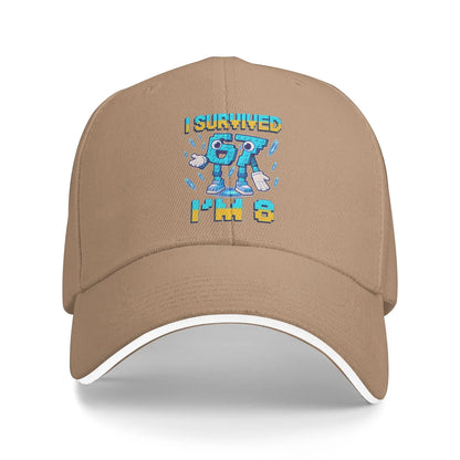 Unisex 8e verjaardag ‘I'm 8 Year Old Six Seven Bruh 6 7’ Brainrot-meme-pet Zonne-baseballpetten Nieuwe baseballpet Zonnehoeden