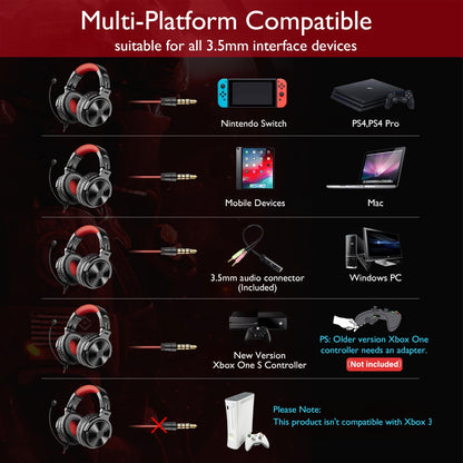 OneOdio 110H kabelloses Bluetooth 5.2 Gaming-Headset – 110H Akkulaufzeit, Over-Ear-Kopfhörer mit tiefem Bass und Mikrofon, kabelgebundenes & kabelloses 2-in-1-Headset für PC und PS4