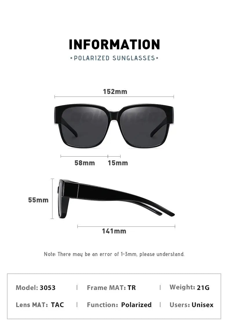 Fit Over myopia glasses cover Sunglasse Polarized Men Women UV400 Goggles Outdoor Travel Driving Anti-Glare Cover Sun Glasses