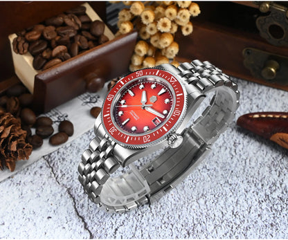 San Martin 40mm Luxus-Taucheruhr für Herren, Miyota 9015, Sunburst-Emaille-Zifferblatt, automatische mechanische Armbanduhr, wasserdicht bis 200m, SN0148