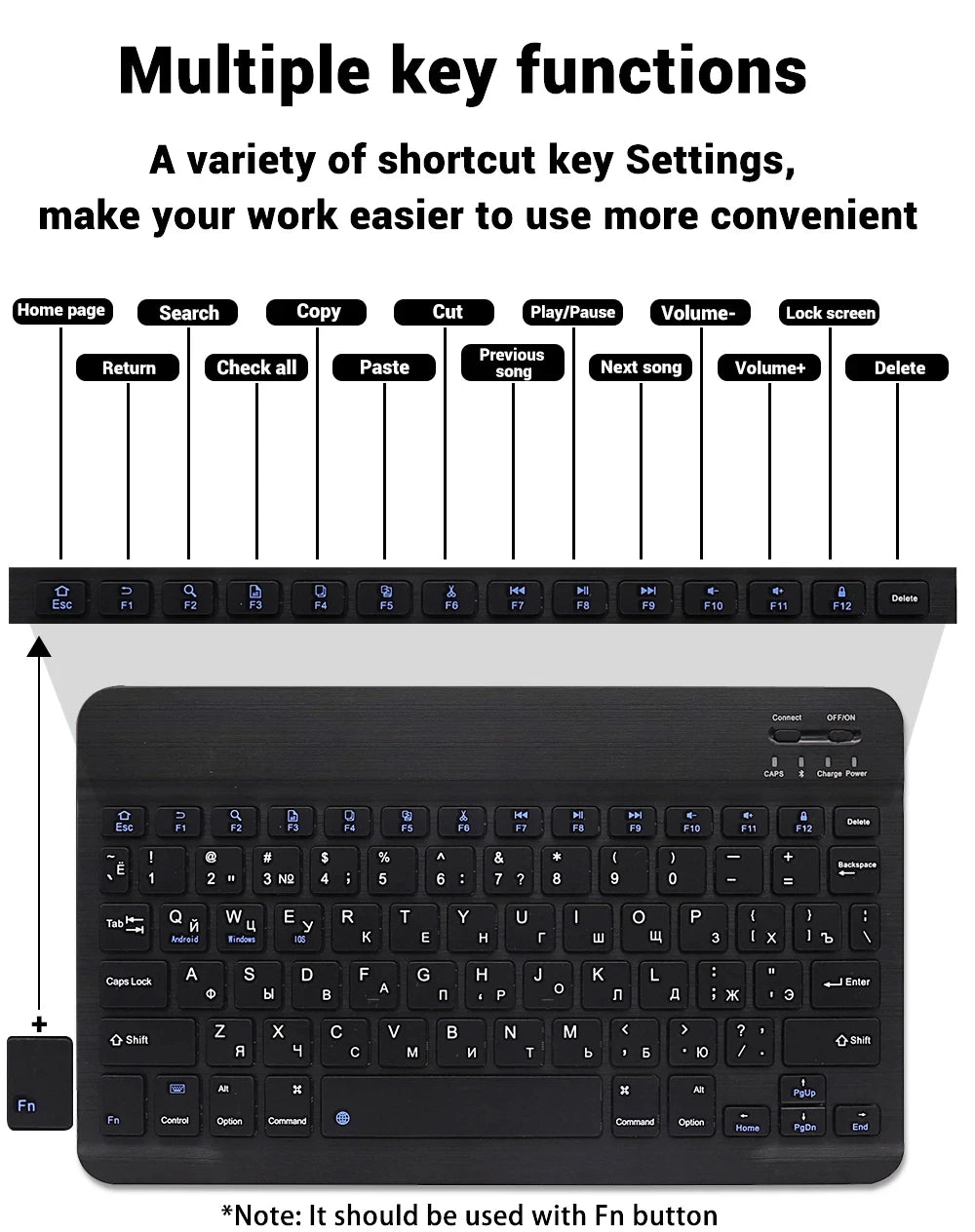 Mini teclado Bluetooth RGB sem fios de 10 polegadas com retroiluminação, touchpad e compatibilidade com iOS, Android, Windows e iPad