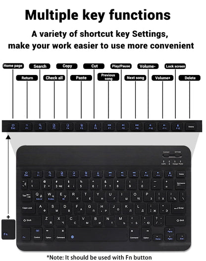 Mini teclado Bluetooth RGB sem fios de 10 polegadas com retroiluminação, touchpad e compatibilidade com iOS, Android, Windows e iPad