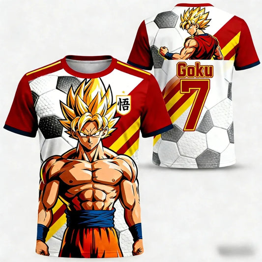 Camiseta casual Dragon Ball de verano 2026 para hombre, estampado 3D, manga corta, moda holgada, camiseta deportiva transpirable para mujer y niños
