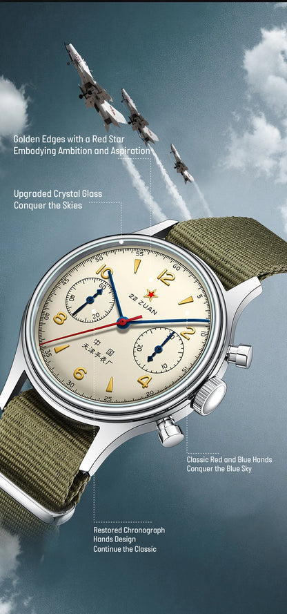 Seagull 1963 International Edition Herren-Mechanikuhr Pilotenuhr ST1901 Retro-Chronograph Armbanduhr Air Force Aviation Neu