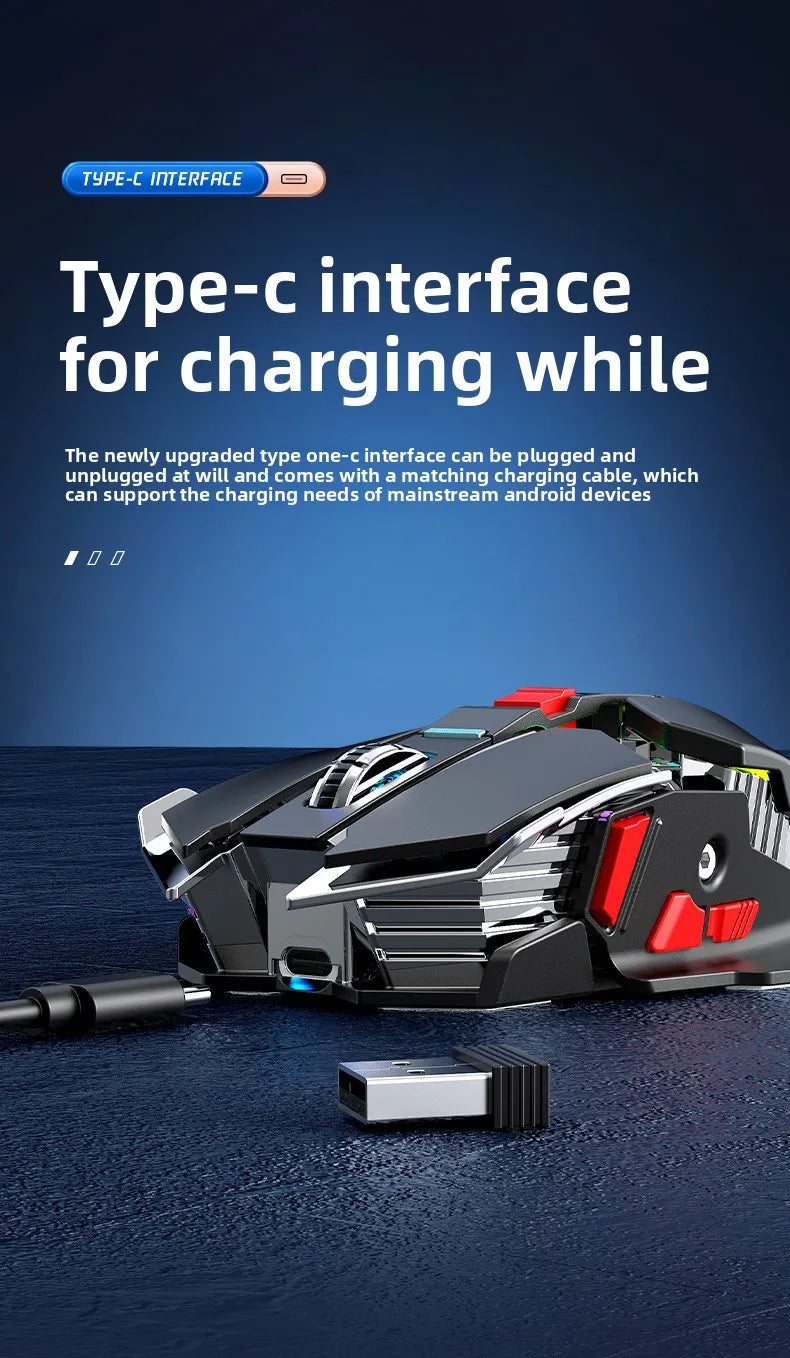 2025 Neue SC300 kabellose 2.4G Gaming-Maus RGB 3200dpi wiederaufladbare leise mechanische E-Sports-Maus für Desktop-Computer und Laptop