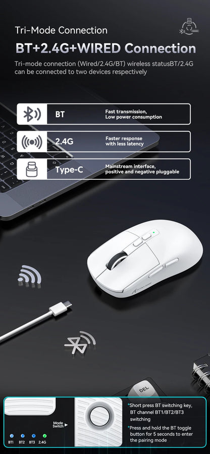 Attack Shark X6 Lightweight Wireless Gaming Mouse with 3 Mode Up to 26K DPI RGB Backlight Charging Base for Laptop Deskbtop