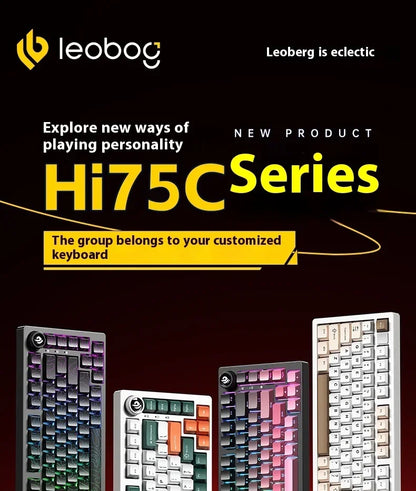 Kit de Teclado Mecânico LEOBOG Hi75C 3 Modos/Com Fio Hot-Swap com Botão Rotativo RGB, Liga de Alumínio, Montagem Gasket, Kit de Teclado Hi75C Personalizado para PC, Presente