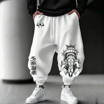 Calças de fato de treino largas para homem Jujutsu Kaisen, estilo casual, com estampado de anime japonês, streetwear gráfico, calças hip hop, roupa Y2K