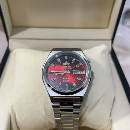Unisex  Orient Mechanical Watch Steel Strap Folding Clasp Full Function World Time Watch Series 35MM