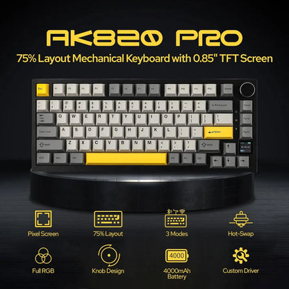 Ajazz AK820/AK820Pro Gaming Mechanical Keyboard Bluetooth 5.1/Wireless/Wired Custom Keyboard With Heat Exchange Sealed Button