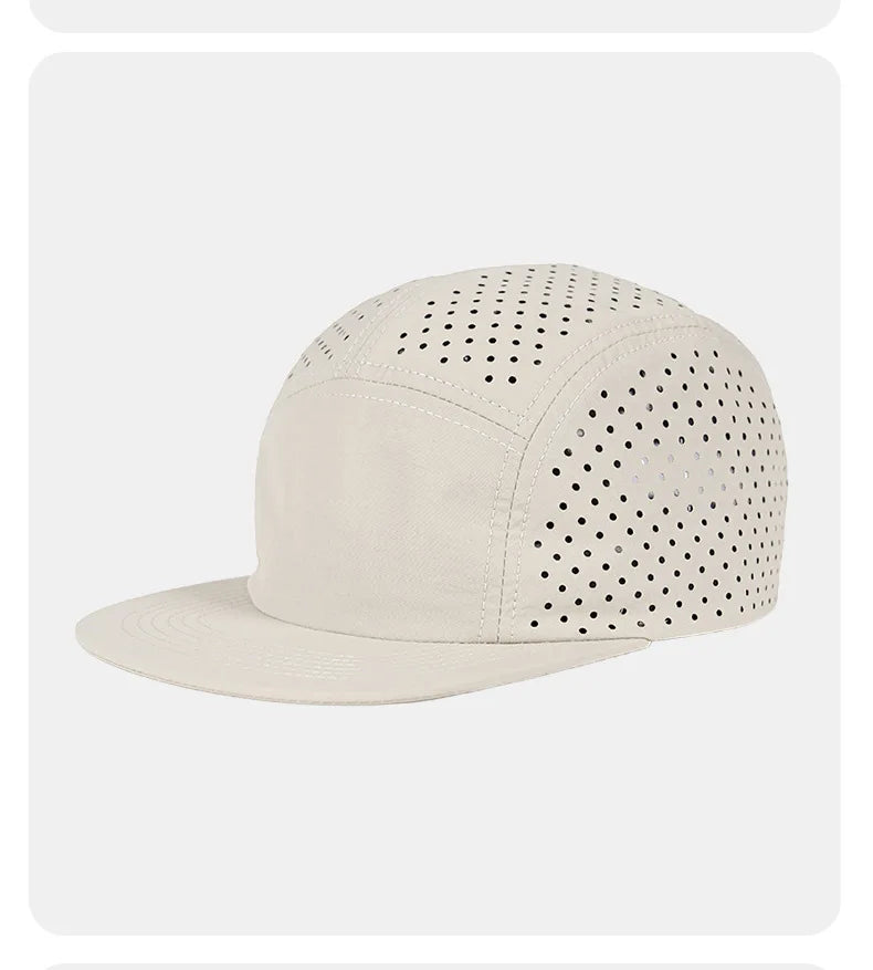 Quick-Dry 5 Panel Running Cap Laser Cut Perforated Breathable Sport Hat Ultra-Lightweight Soft Top Baseball Cap for Men Women
