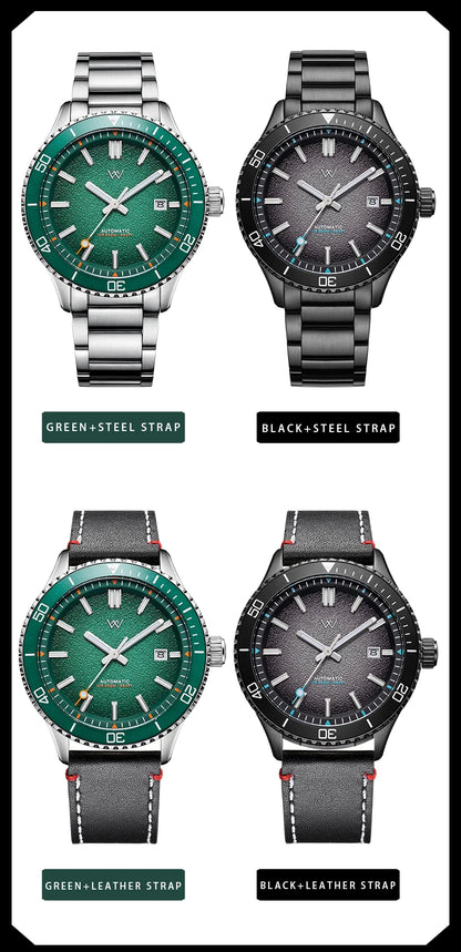 WM Watch Automatic Mechanical Dive Watch Man MIYOTA 8215 Waterproof Stainless Steel Sapphire Welly Merck Diving Watches WM046