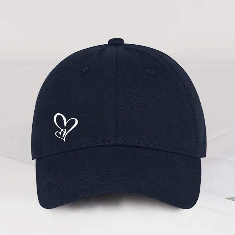 Minimalistinė beisbolo kepurė su dvigubo širdies raštu, moterims ir vyrams, minkšta, reguliuojama, „Dad Hat“ stiliaus, kasdieninė, meilės tematikos, saulės kepurė