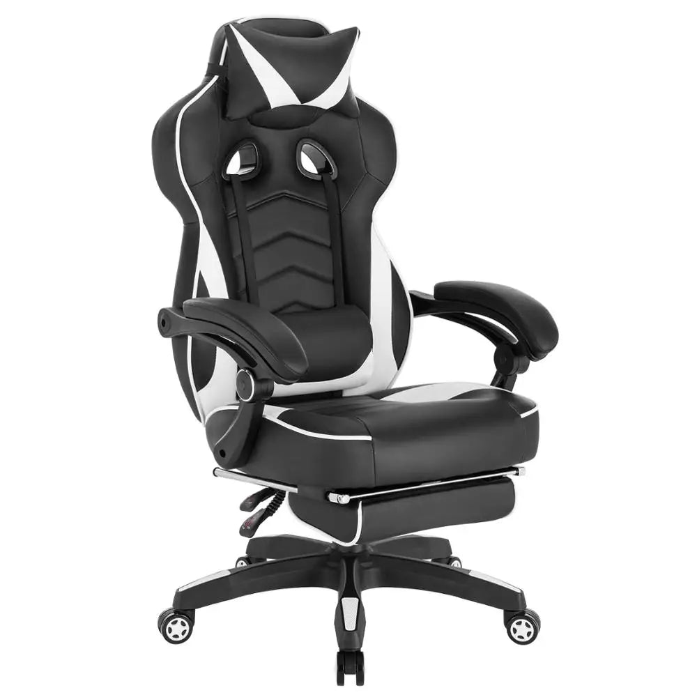 WOLTU Swivel  Gaming Racing Chair Desk Office Computer Chair Sports Seat with Headrest Lumbar Cushion Footrest Gamer Chair